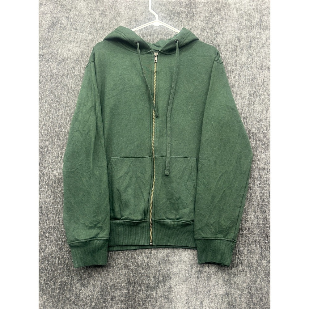 Goodfellow & Co Hoodie Womens Medium Green Fleece Lined Comfy Relaxed Fit Zip Up